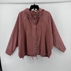 Andree‎ by Unit Women's Large Hooded Utility Jacket Drawstring Pink Lightweight